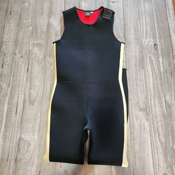 Fathom Womens Wetsuit Black & Yellow Sealflex Size Small Padded Knees - Picture 6 of 12